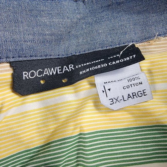 Rocawear Mens 3XL XXXL Multicolor Button Shirt Long Sleeve Tri Tone The Charm - Picture 5 of 11